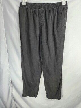 Basic Editions Elastic Waist Black 100% Cotton Pull on Pants Pockets Size Large